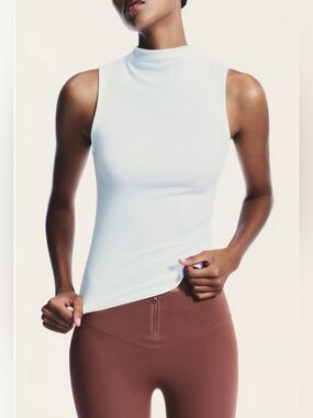 Zara White Sleeveless Mock Neck Tank Too, S NWT